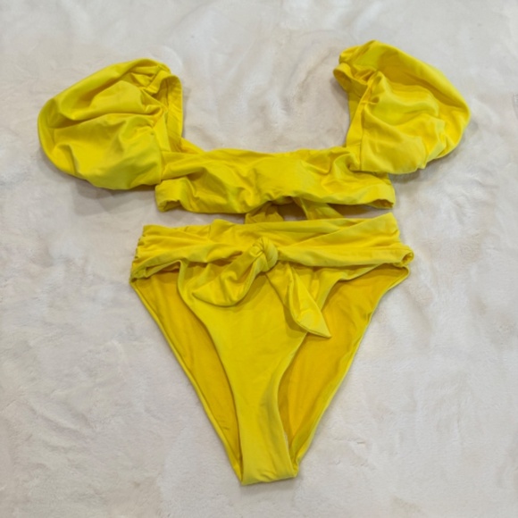 New! SET Agua Bendita Eileen Isabella Puff Sleeve Cheeky Bikini 31083 - Picture 7 of 11